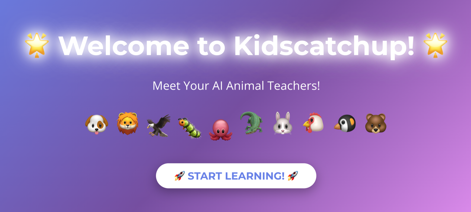 Welcome to Kidscatchup — meet your AI animal teachers